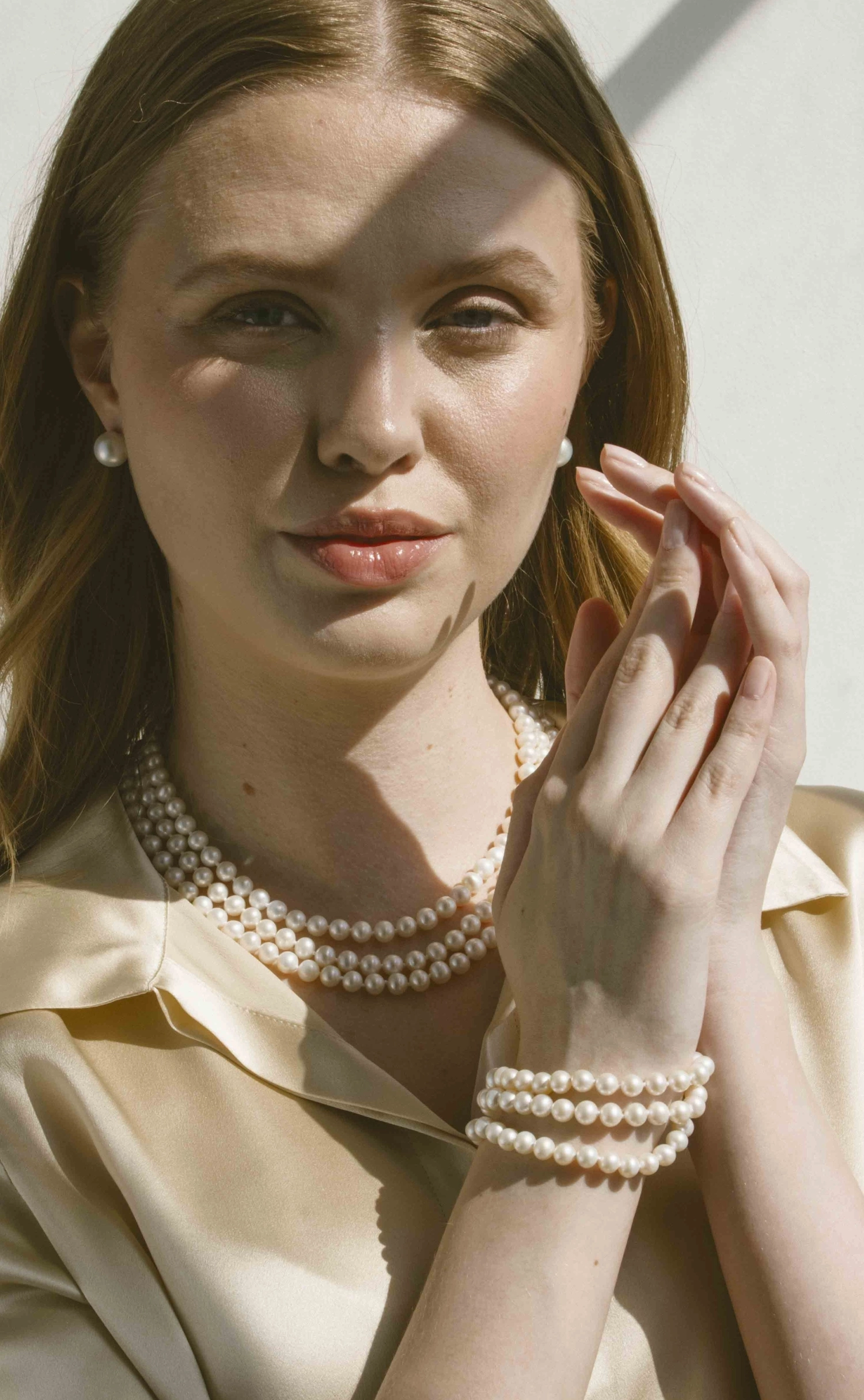 Triple White Freshwater Pearl Bracelet