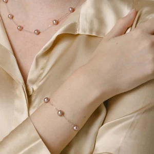 14K Gold Pink Freshwater Pearl Tincup Bracelet