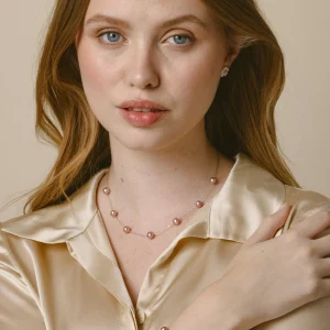 Pink Freshwater Button-Shape Cultured Pearl on Mother of Pearl Flower Lotus Earrings
