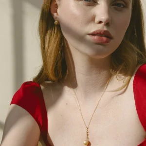 Golden South Sea Pearl & Lab Grown Diamond Georgia Pendant
