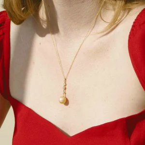 Golden South Sea Pearl & Lab Grown Diamond Georgia Pendant