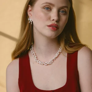 4-5mm Double Twisted White Freshwater Double Pearl Necklace