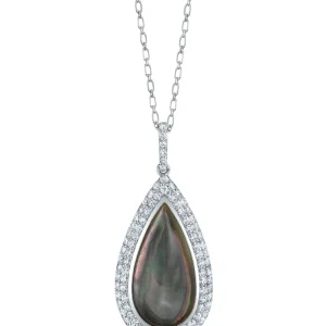 Black Mother of Pearl Cultured Pearl Pendant Necklace