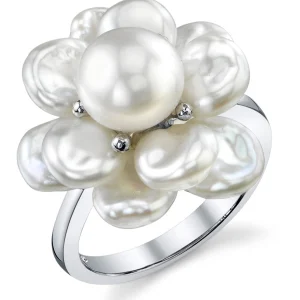 White Freshwater Cultured Keshi Pearl Ring
