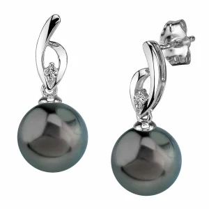 Tahitian South Sea Pearl & Diamond Lois Earrings