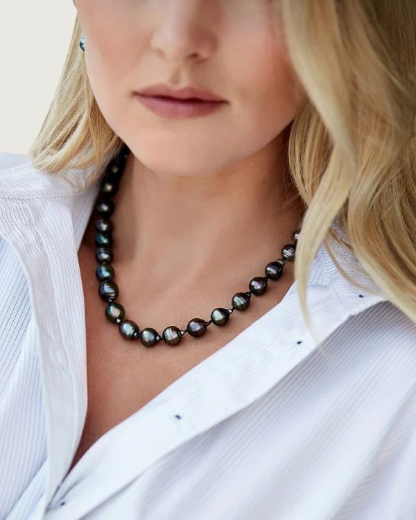 Tahitian South Sea Circle-Baroque Pearl Necklace, Bracelet, Tincup Earrings Set