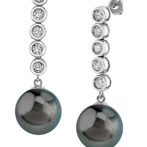 Tahitian South Sea Pearl & Diamond Cascade Earrings