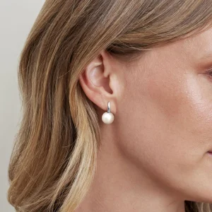 White South Sea Pearl Huggie Emily Earrings