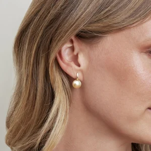 Golden South Sea Pearl Huggie Emily Earrings