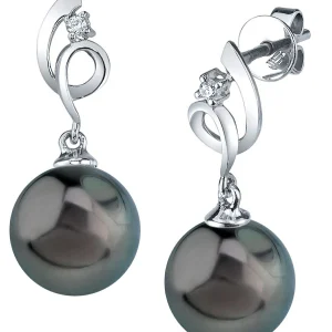 14K Gold Tahitian South Sea Pearl & Diamond Symphony Earrings