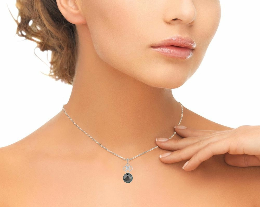 Tahitian South Sea Pearl & Diamond Lacy Pendant