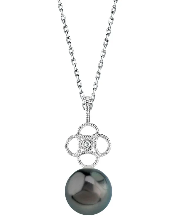 Tahitian South Sea Pearl & Diamond Lacy Pendant