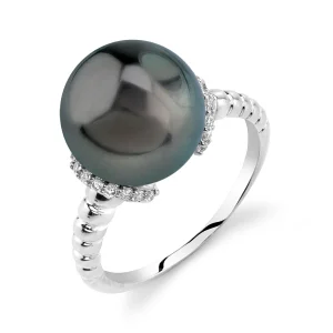 Tahitian South Sea Pearl & Diamond Jackie Ring