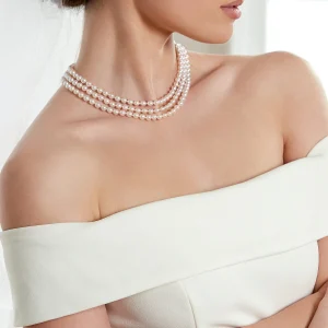Hanadama Akoya White Pearl Triple Strand Necklace
