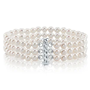 Triple White Freshwater Pearl Bracelet
