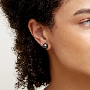 9mm Tahitian South Sea Round Pearl Stud Earrings