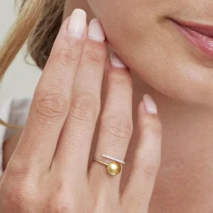 Golden South Sea Pearl & Diamond Valentina Ring