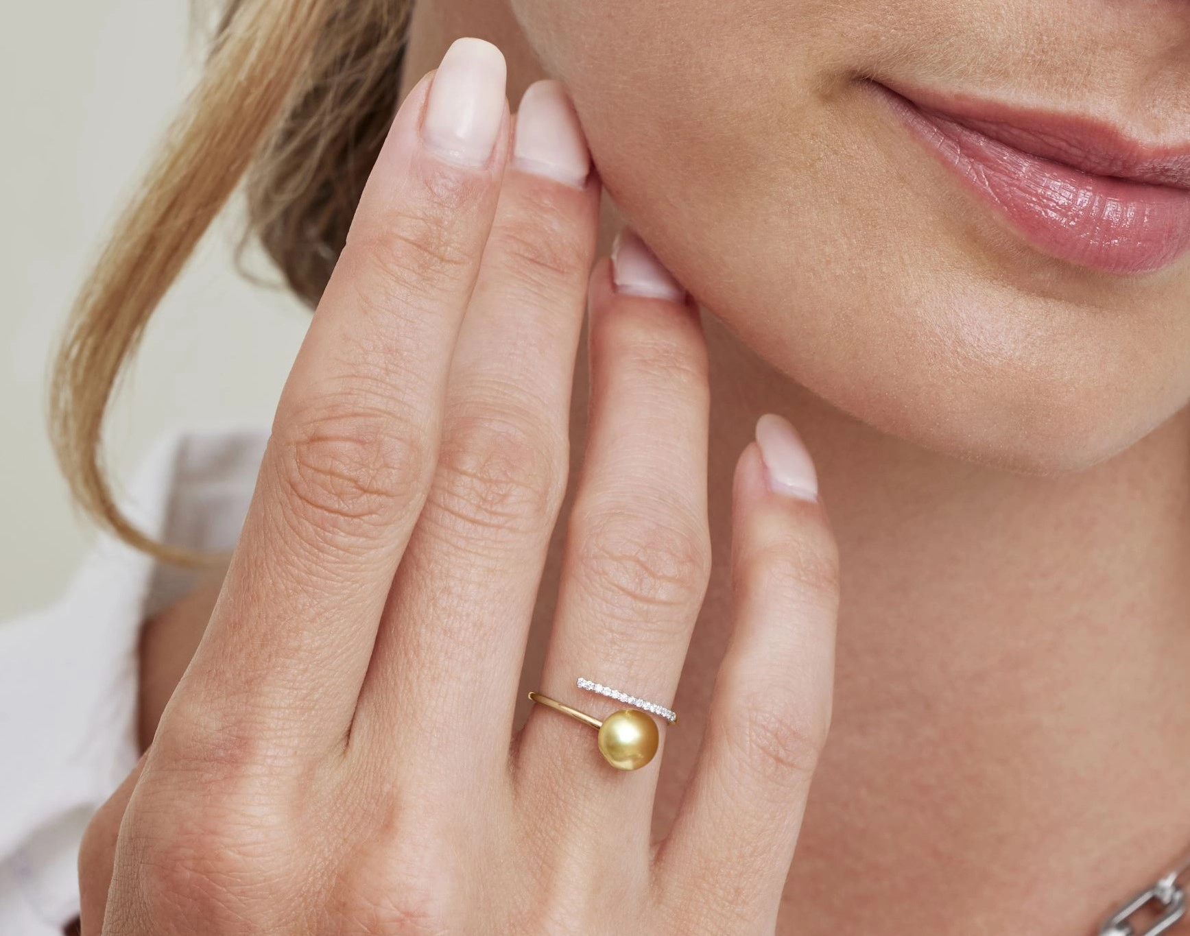 Golden South Sea Pearl & Diamond Valentina Ring
