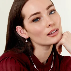 White South Sea Pearl Hoop Via Earrings
