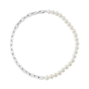 7mm White Freshwater Scarlett Pearl & Chain Necklace