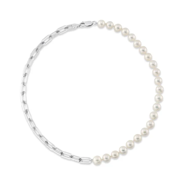 7mm White Freshwater Scarlett Pearl & Chain Necklace