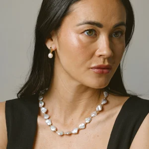 White Freshwater Baroque Pearl Blaire Earrings
