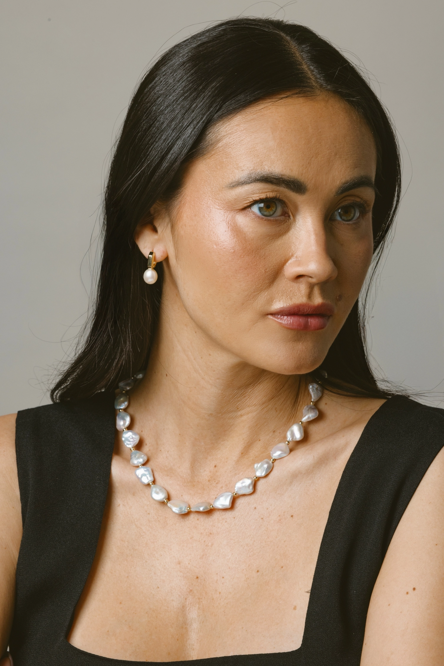 White Freshwater Baroque Pearl Blaire Earrings