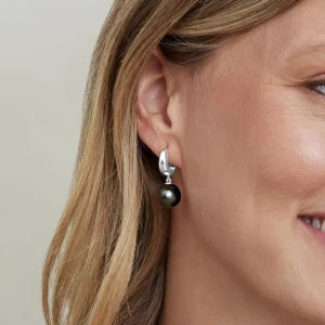 Tahitian South Sea Pearl Hoop Willa Dangling Earrings