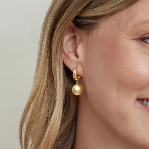 Golden South Sea Pearl Hoop Willa Dangling Earrings