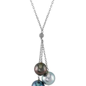 14K Gold Multicolor Tahitian Pearl Tincup Cluster Pendant