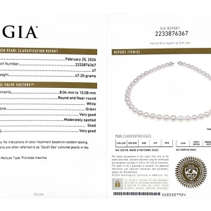 8-10mm White South Sea Pearl Necklace - GIA Certified