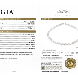 9-11mm White South Sea Pearl Necklace - GIA Certified