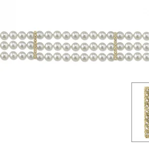 Japanese Akoya Triple Pearl Bracelet with Diamonds